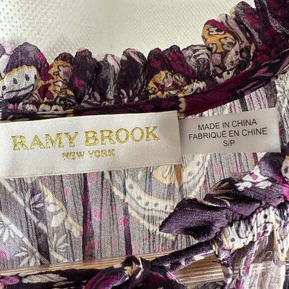 RAMY BROOK Saffron Mixed Print Silk Blouse Size Small Business Casual - Picture 4 of 11